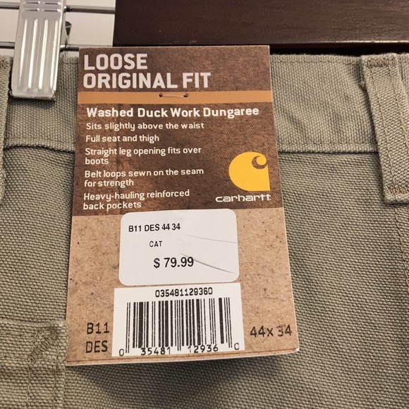 New Carhartt Washed Duck Work Dungarees Desert Size 44 x 34 - Picture 6 of 8